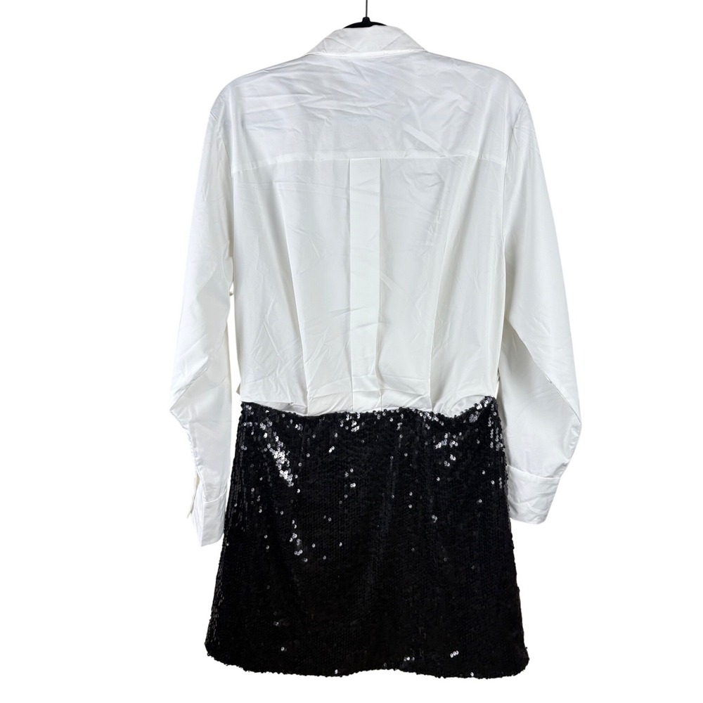 Mare Mare Twofer White Button Down Black Sequin Skirt Combo Mini Dress - Picture 9 of 12